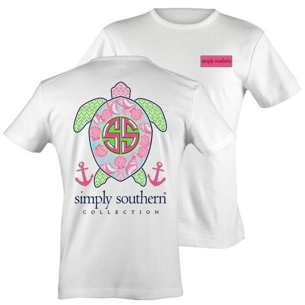 SIMPLY SOUTHERN White Turtle Design Tshirt
